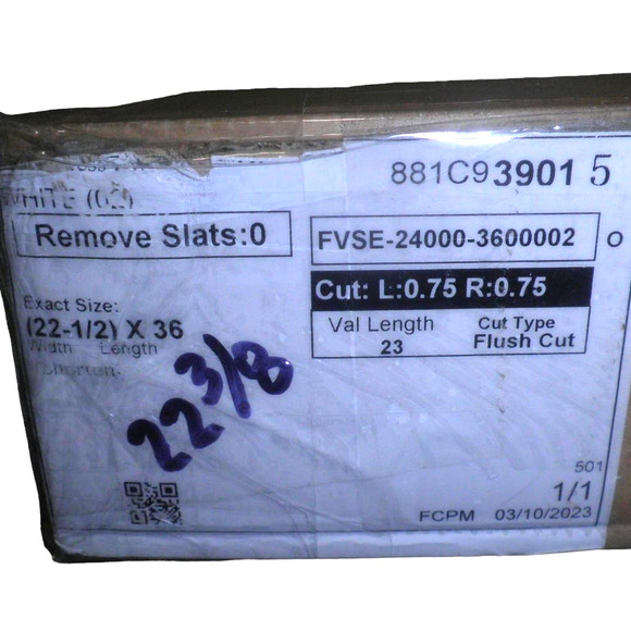 Custom White Cordless 2" Faux Wood Blinds, Room Darkening - 23"W x 36"L - Picture 8 of 9